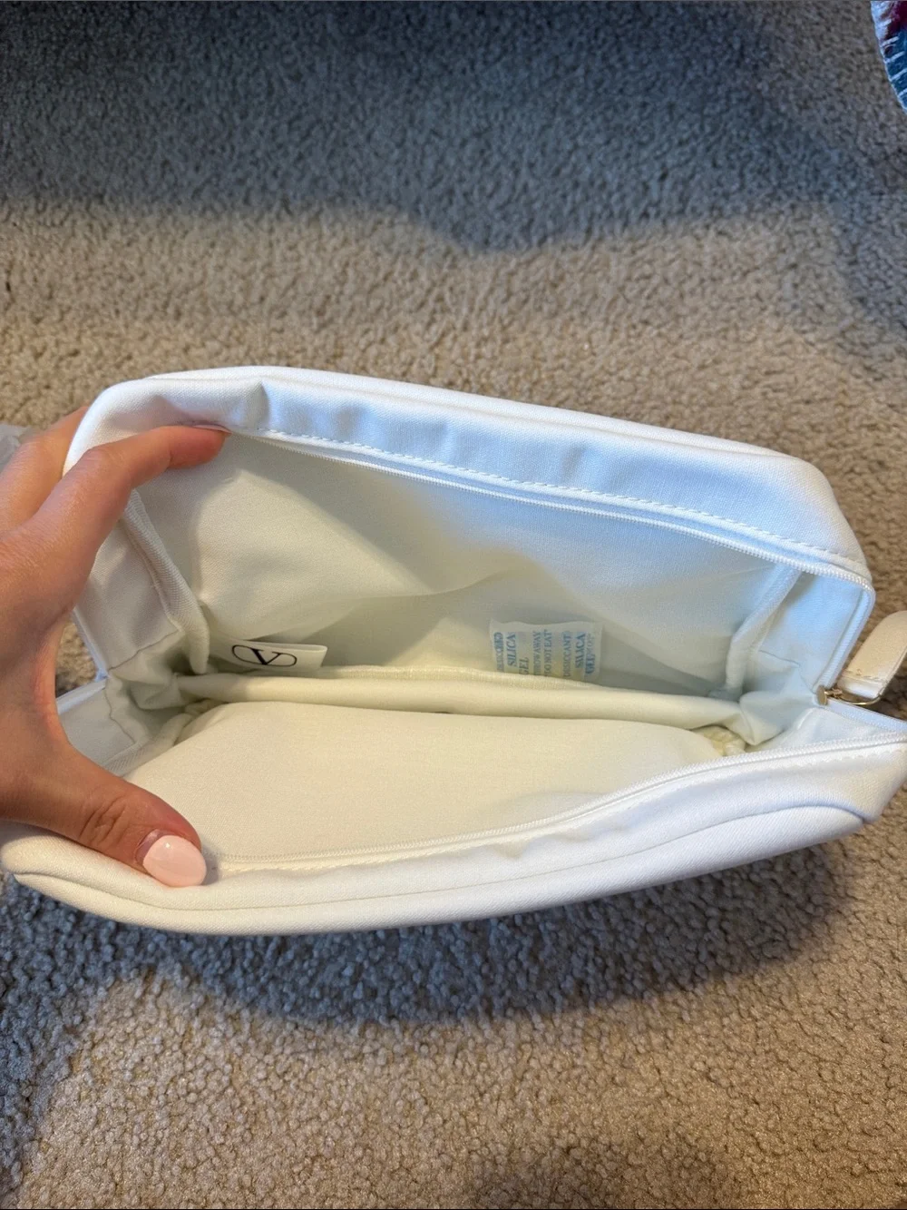 Valentino Ivory Travel Toiletry Pouch - Elegant Cosmetic Bag